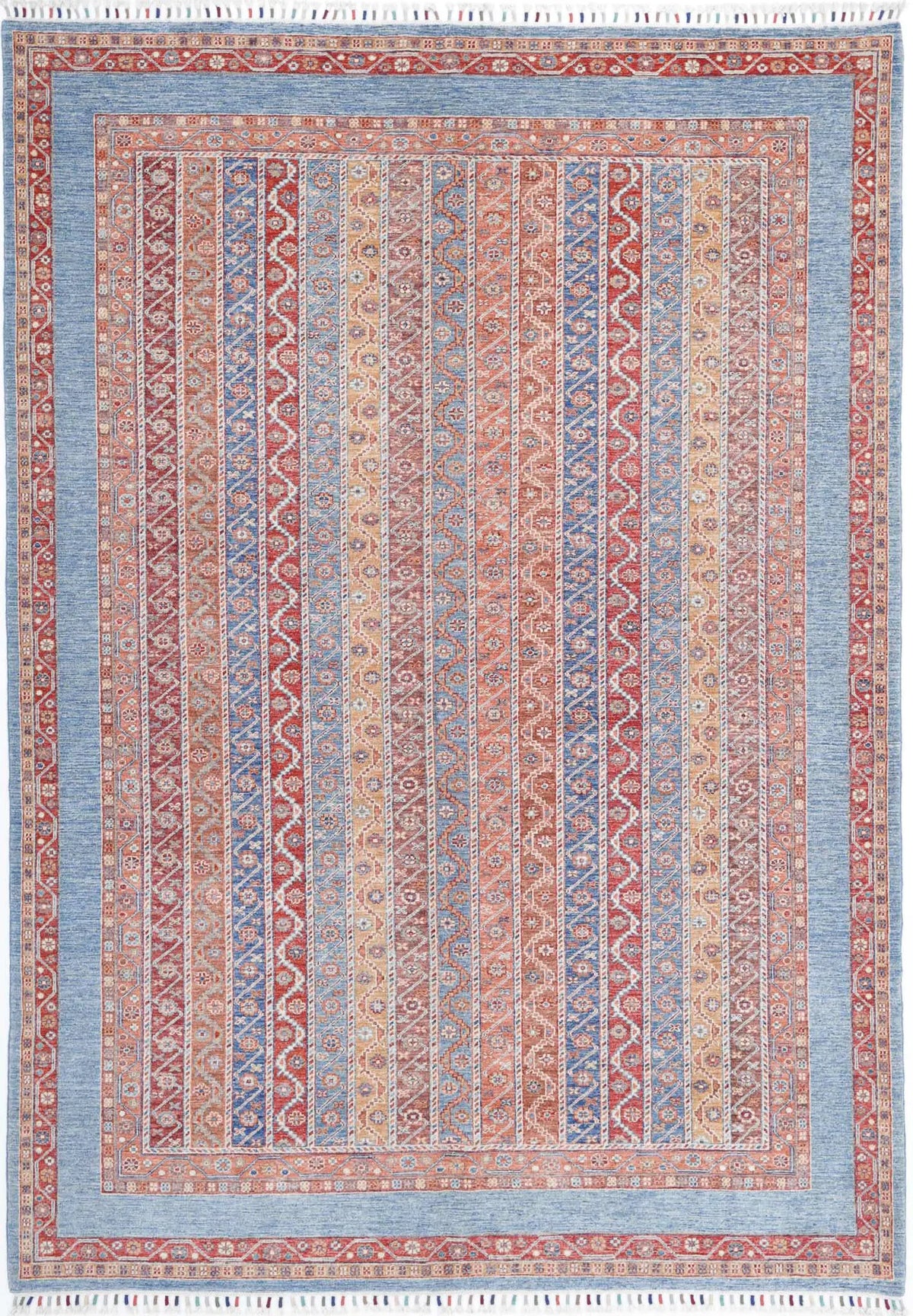 Hand Knotted Shaal Wool Rug - 6&#39;8&#39;&#39; x 9&#39;8&#39;&#39;