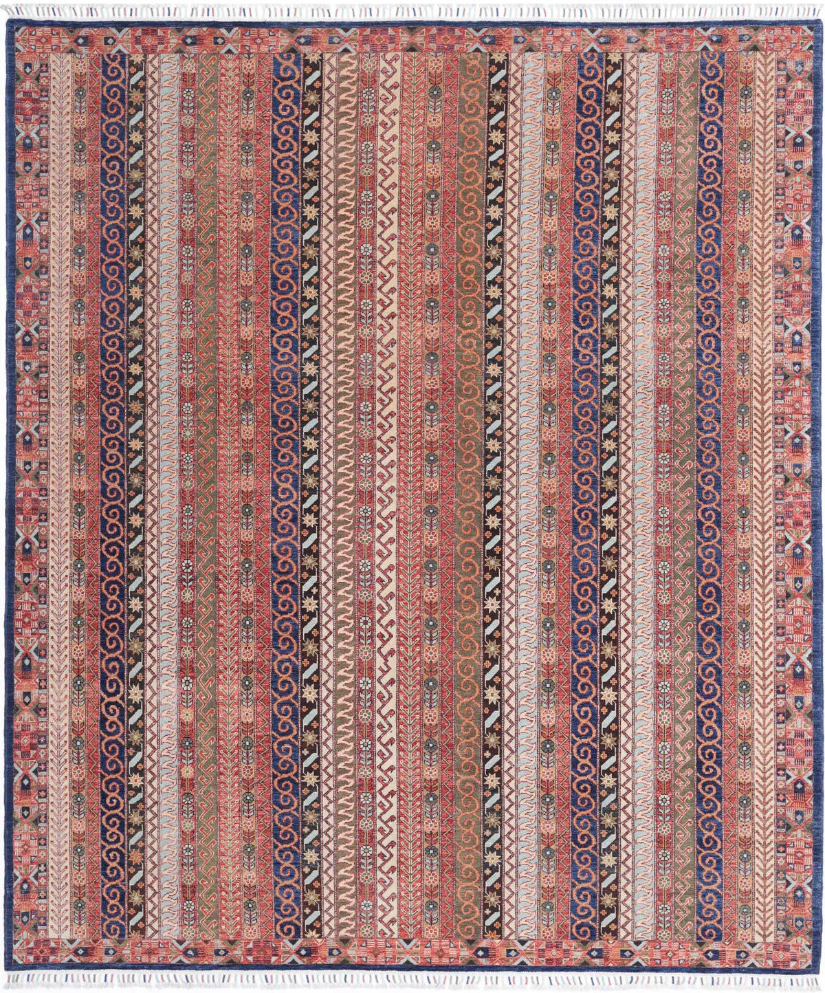 Hand Knotted Shaal Wool Rug - 8&#39;1&#39;&#39; x 9&#39;8&#39;&#39;