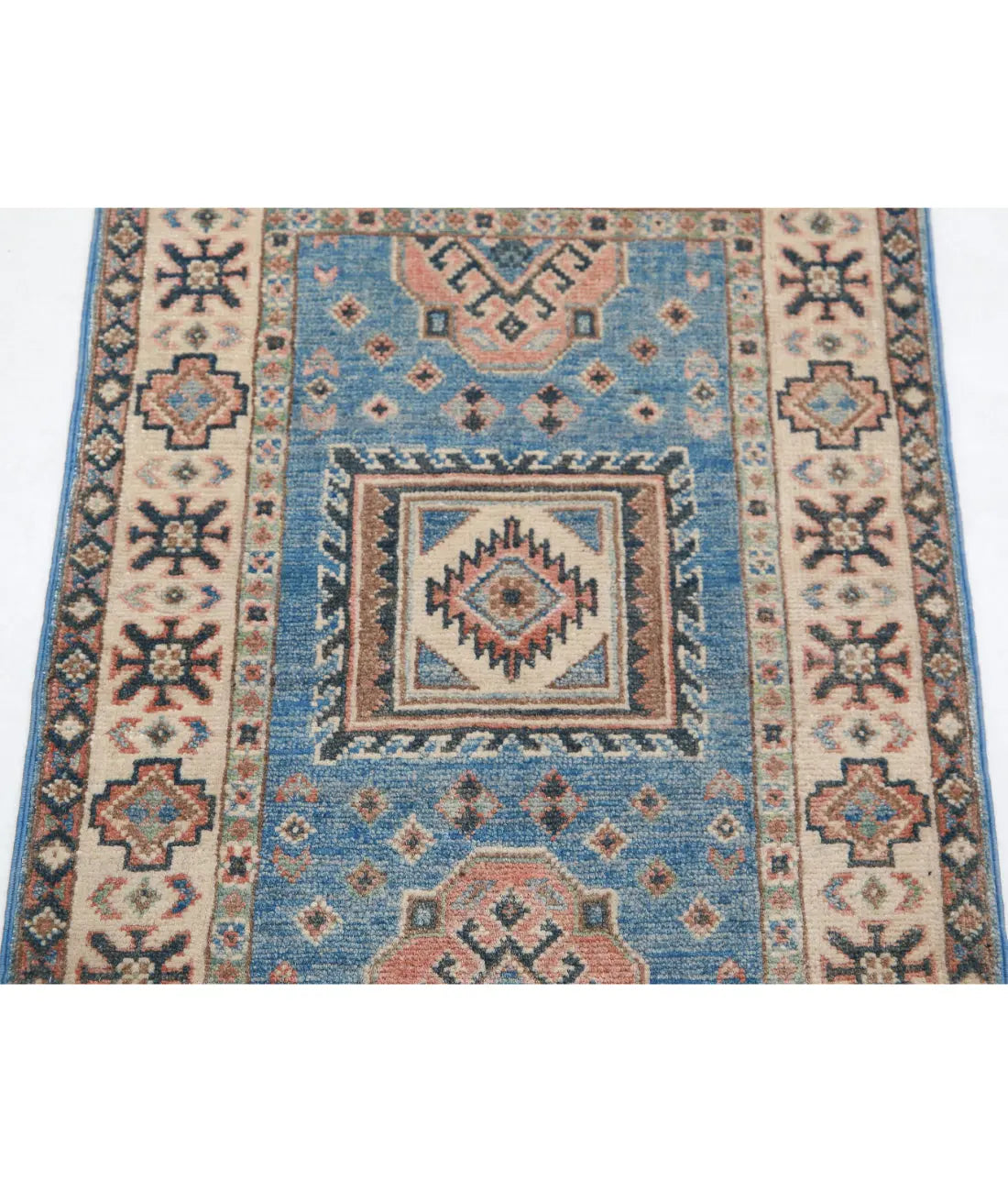 Tapis tribal en laine Kazak noué à la main - 1'11'' x 2'10''