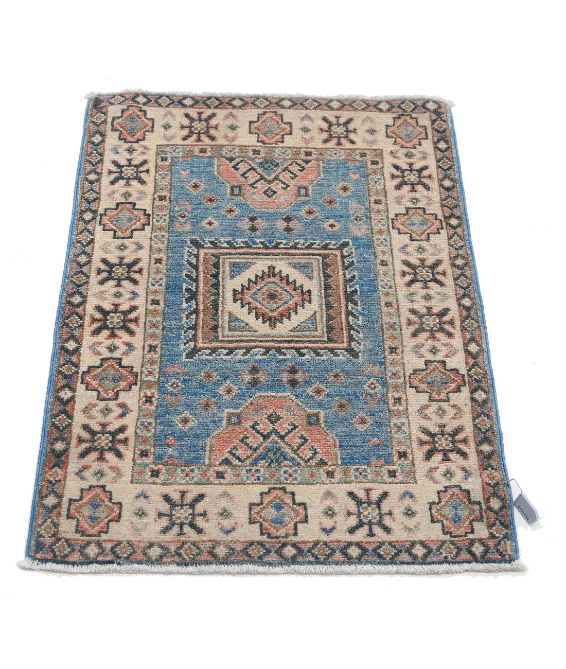 Tapis tribal en laine Kazak noué à la main - 1'11'' x 2'10''