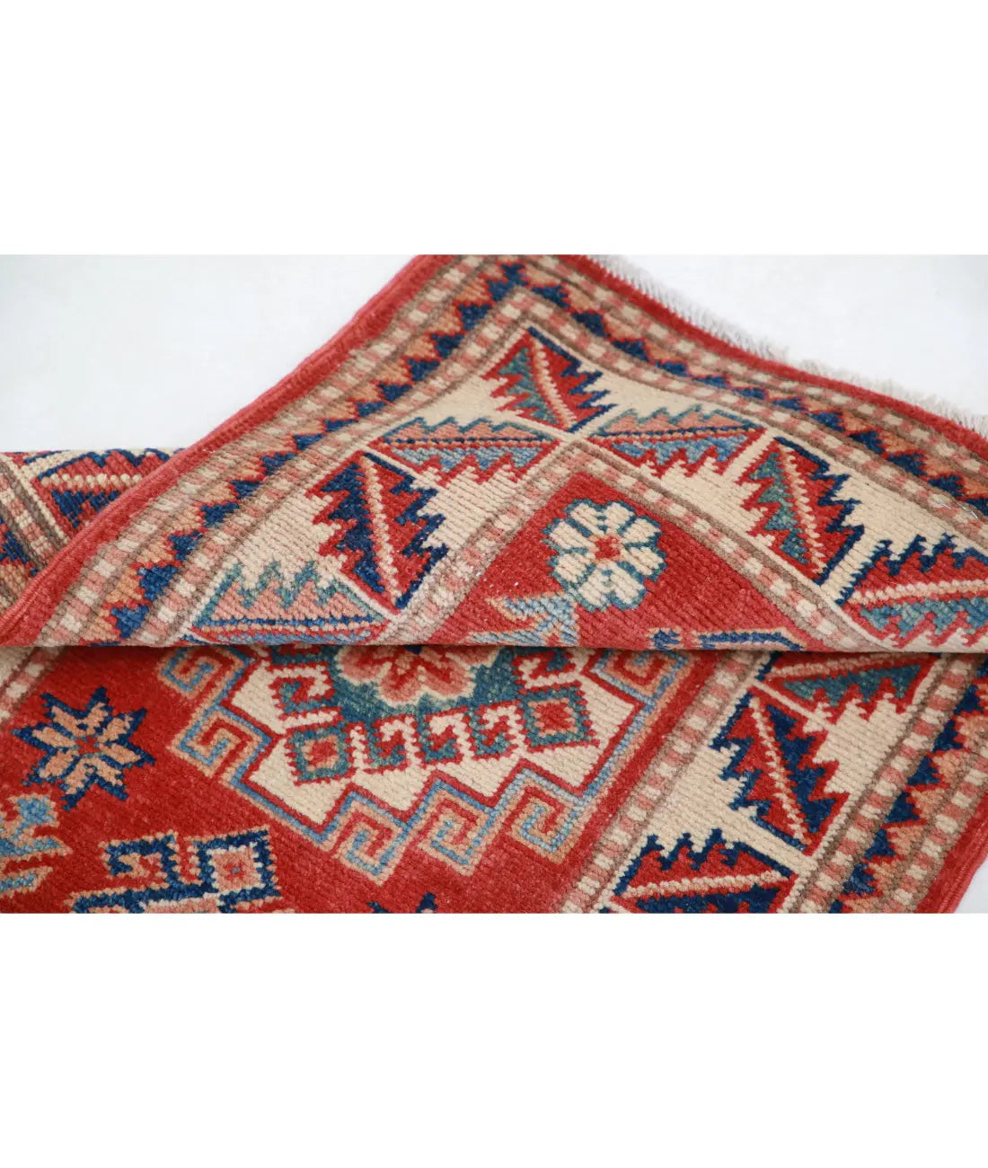 Hand Knotted Tribal Kazak Wool Rug - 1'11'' x 2'11''