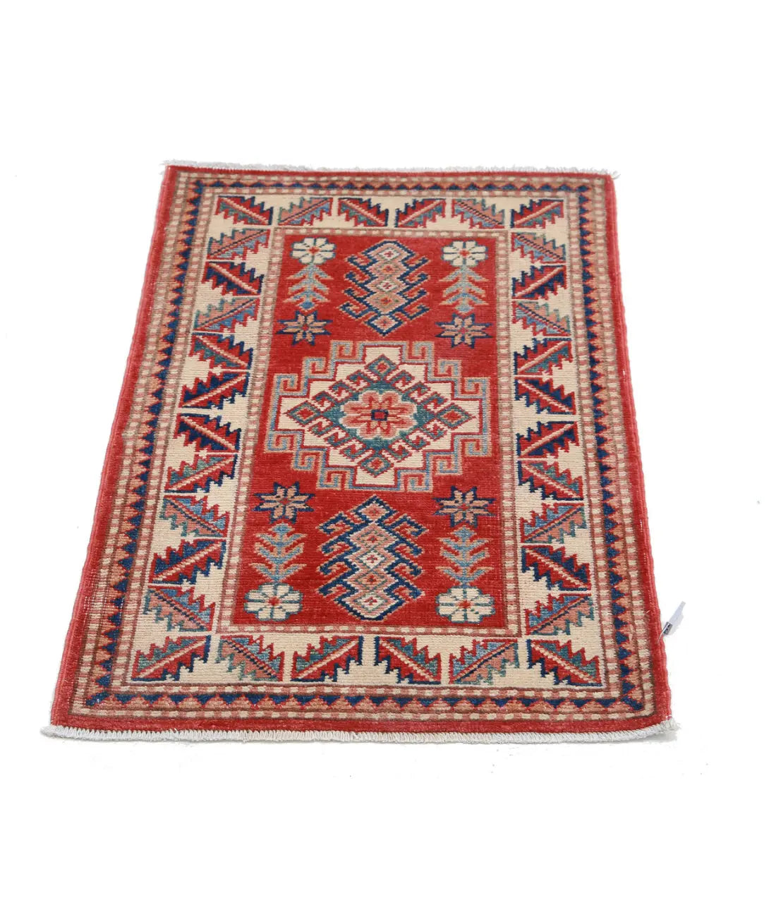 Hand Knotted Tribal Kazak Wool Rug - 1'11'' x 2'11''