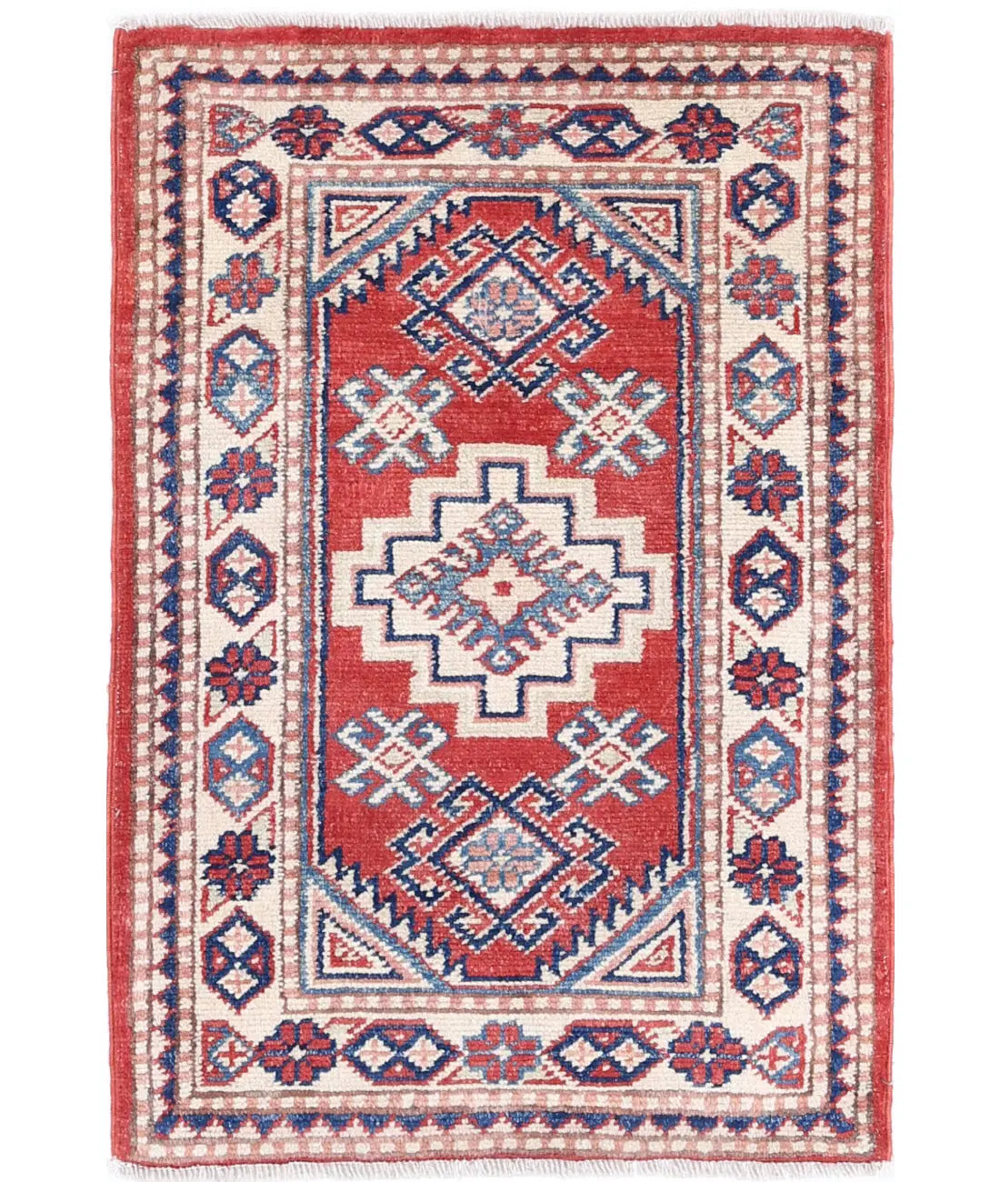 Hand Knotted Tribal Kazak Wool Rug - 1'9'' x 2'9''