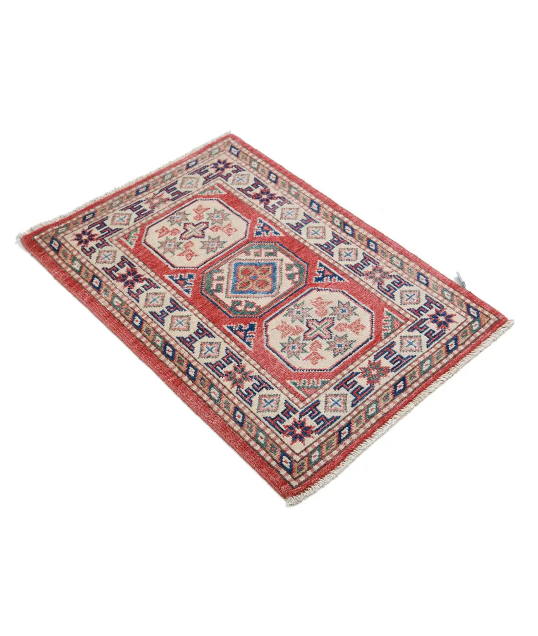 Hand Knotted Tribal Kazak Wool Rug - 2'0'' x 2'10''