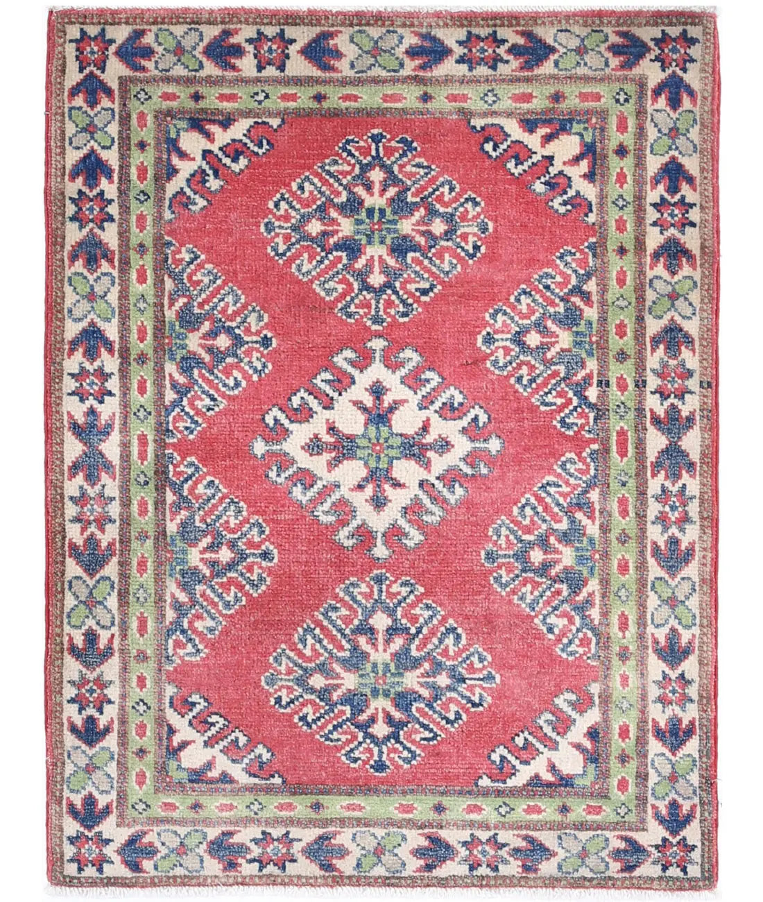 Hand Knotted Tribal Kazak Wool Rug - 2&#39;0&#39;&#39; x 2&#39;8&#39;&#39;