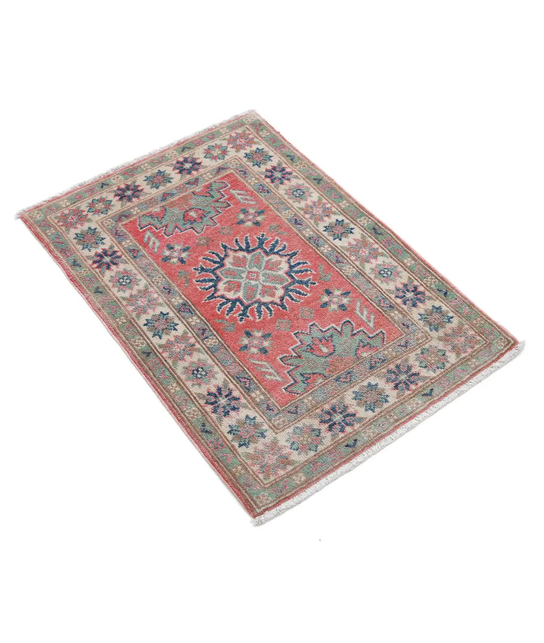 Hand Knotted Tribal Kazak Wool Rug - 2'0'' x 2'9''