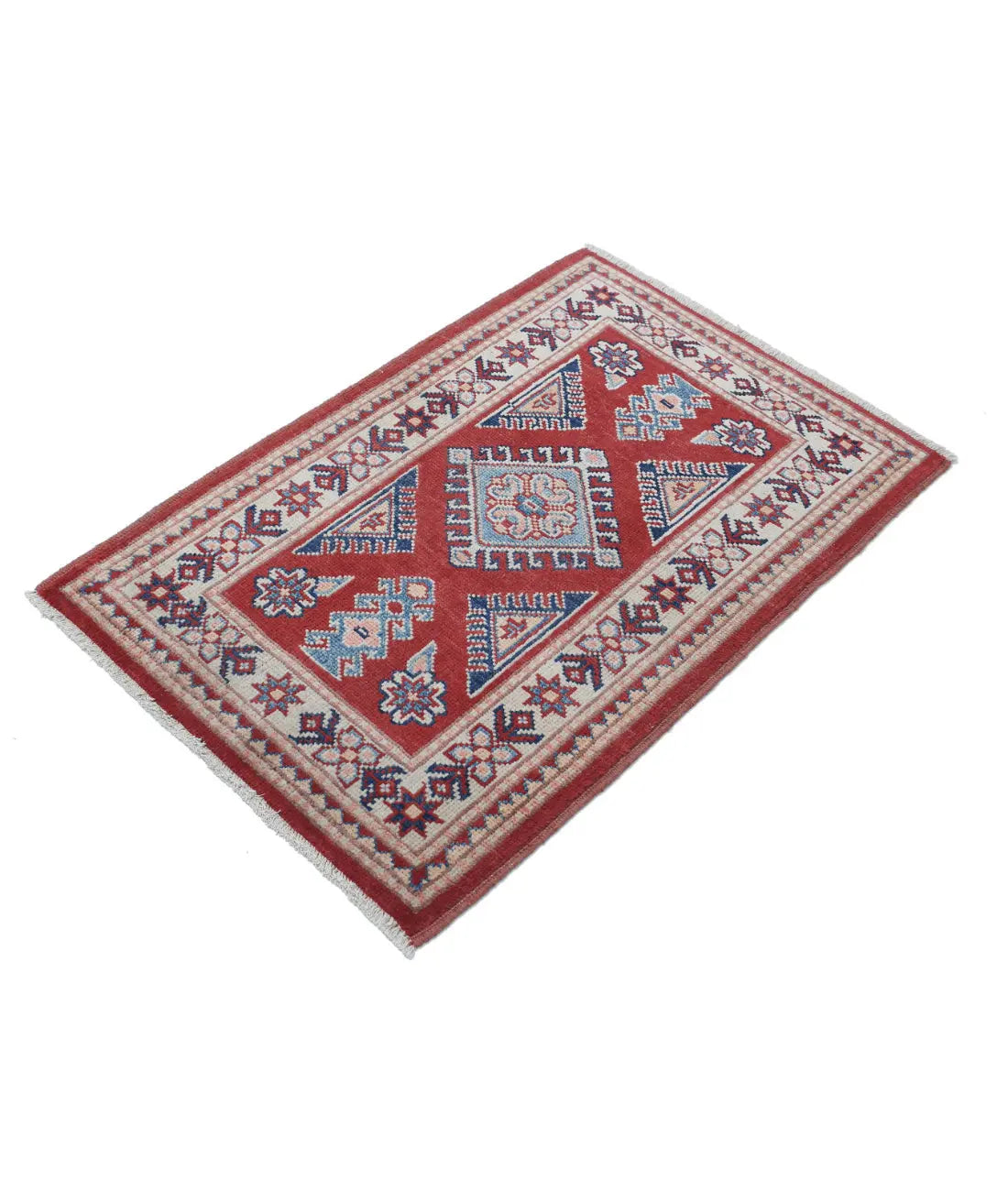 Hand Knotted Tribal Kazak Wool Rug - 2'0'' x 3'0''