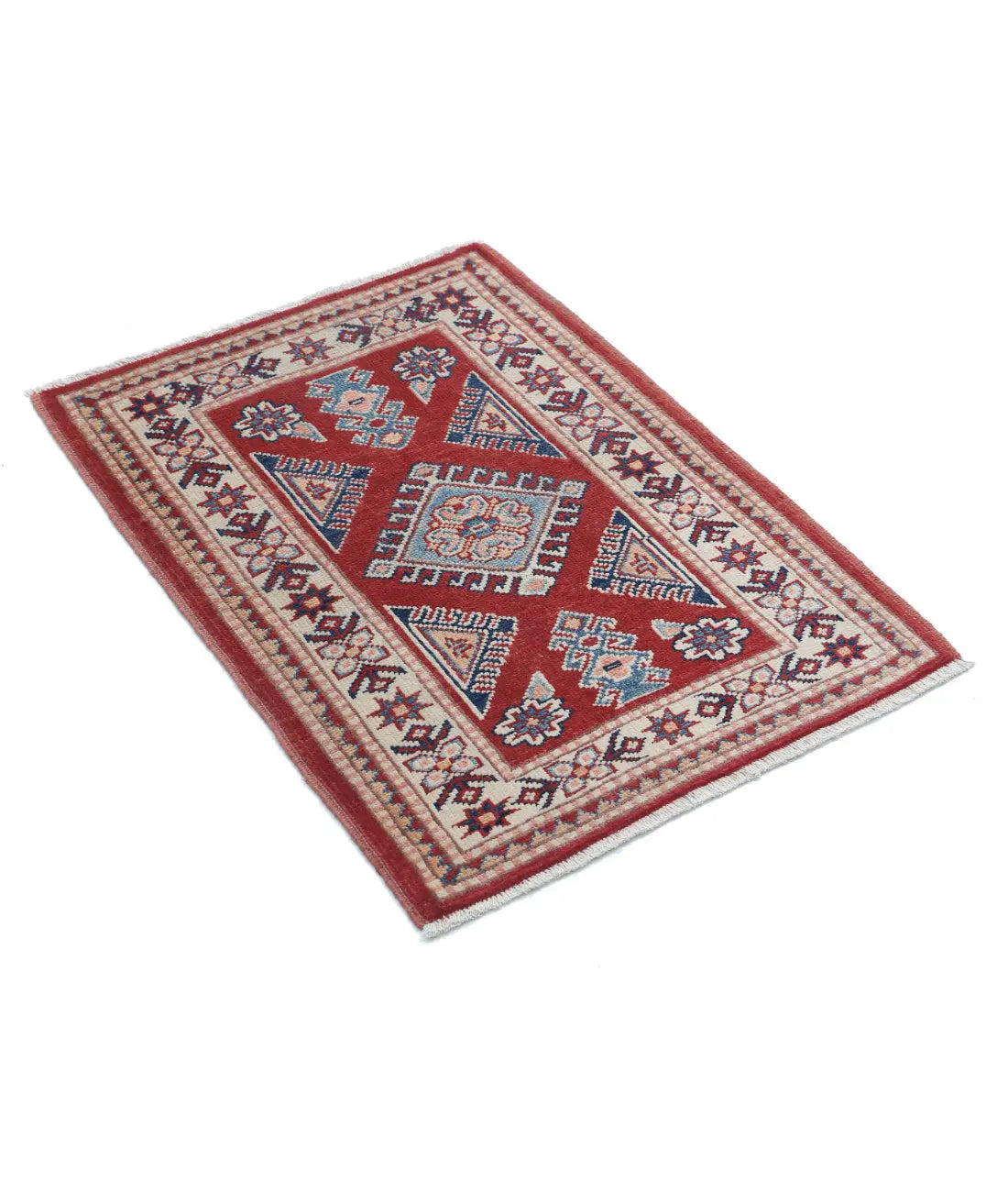 Hand Knotted Tribal Kazak Wool Rug - 2'0'' x 3'0''