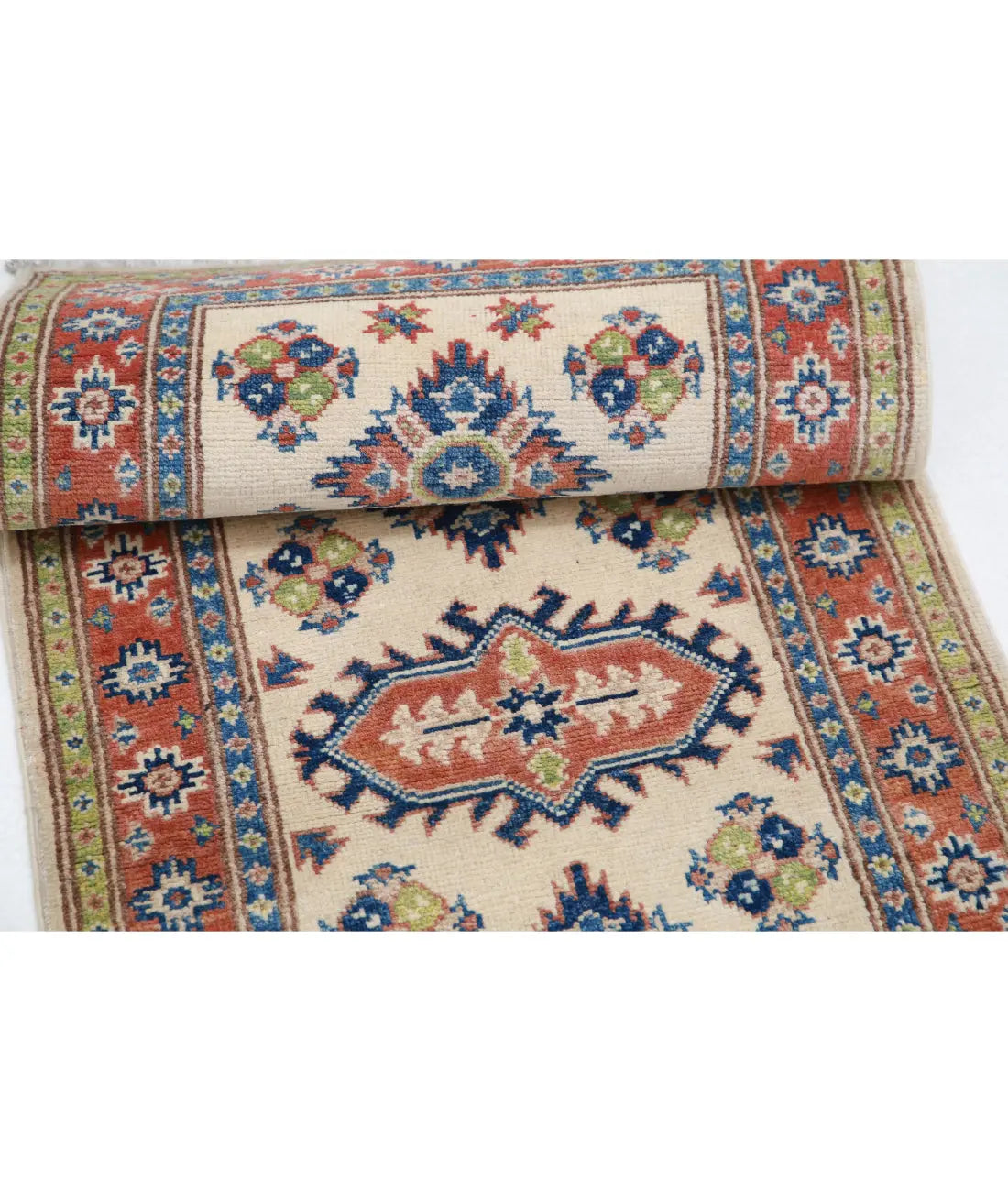 Hand Knotted Tribal Kazak Wool Rug - 2'0'' x 5'11''