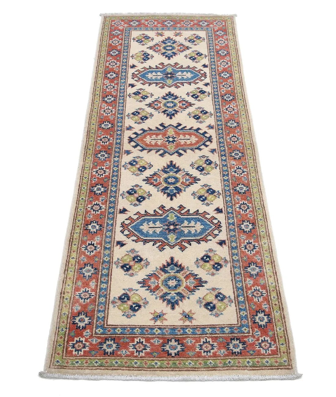 Hand Knotted Tribal Kazak Wool Rug - 2'0'' x 5'11''