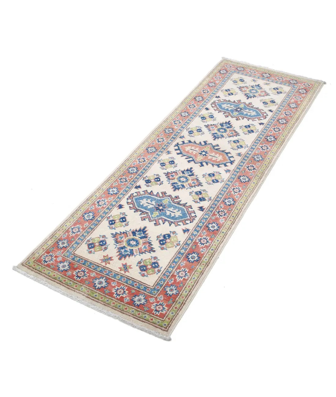 Hand Knotted Tribal Kazak Wool Rug - 2'0'' x 5'11''