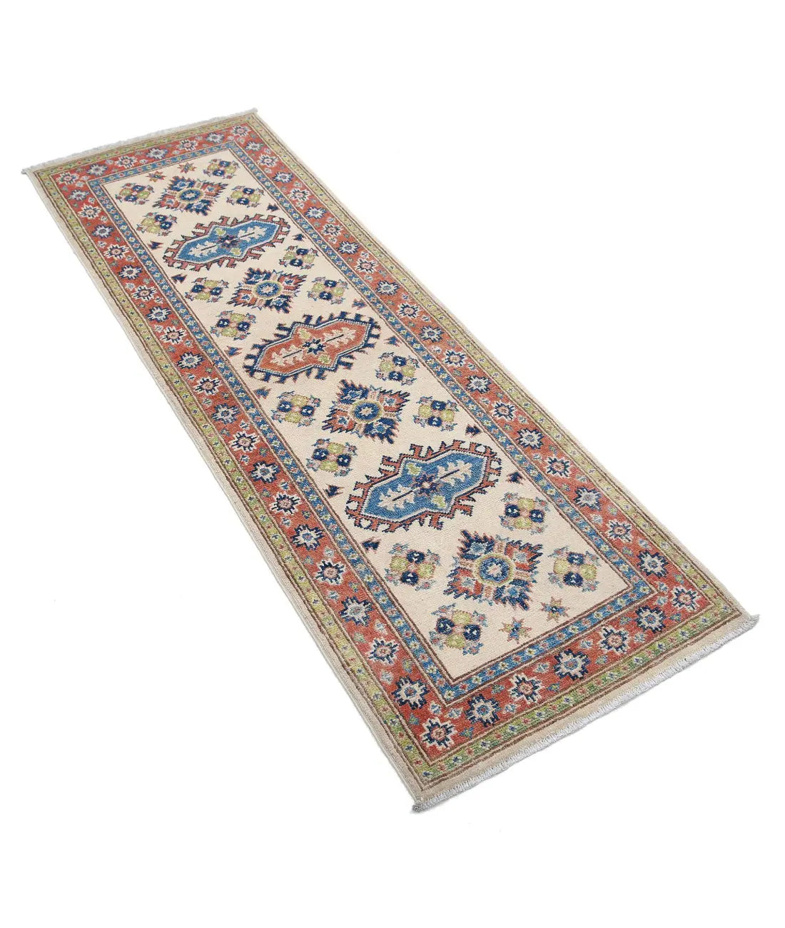 Hand Knotted Tribal Kazak Wool Rug - 2'0'' x 5'11''