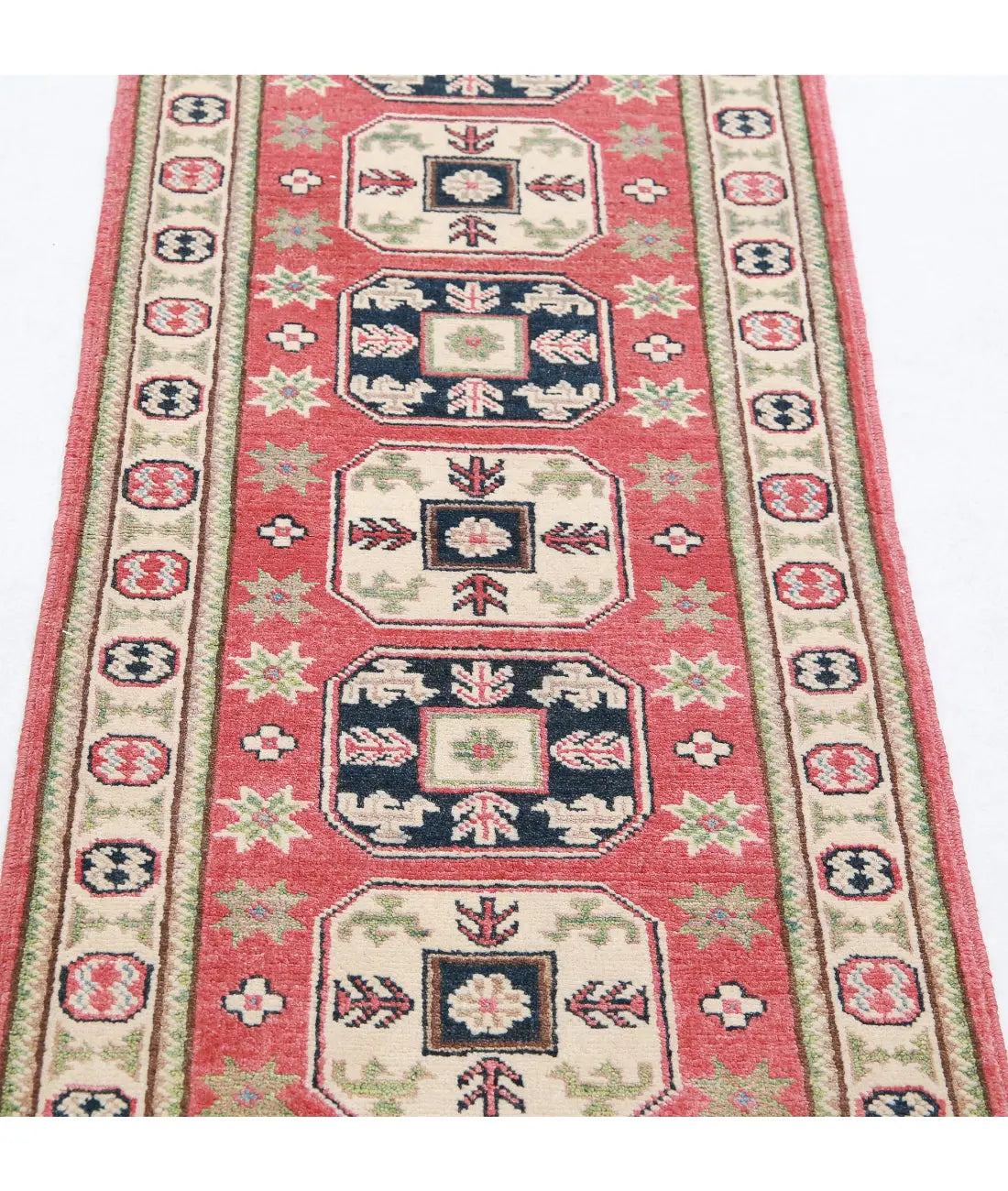 Hand Knotted Tribal Kazak Wool Rug - 2'0'' x 5'9''