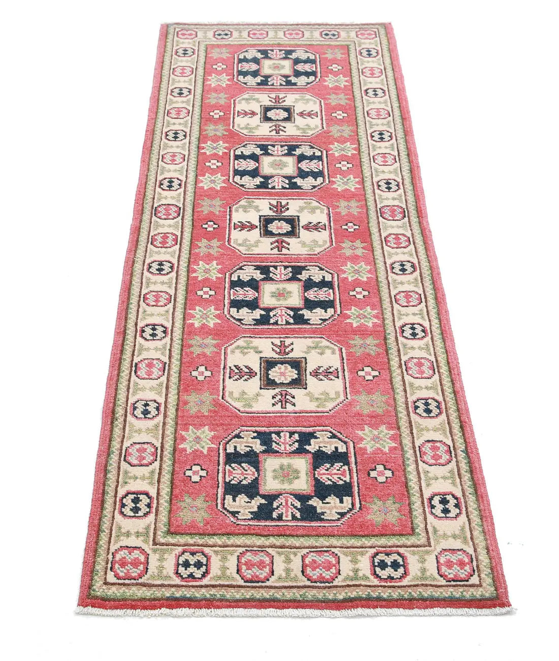 Hand Knotted Tribal Kazak Wool Rug - 2'0'' x 5'9''