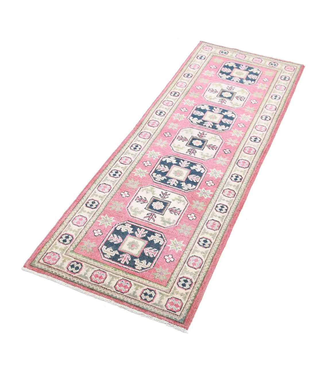 Hand Knotted Tribal Kazak Wool Rug - 2'0'' x 5'9''