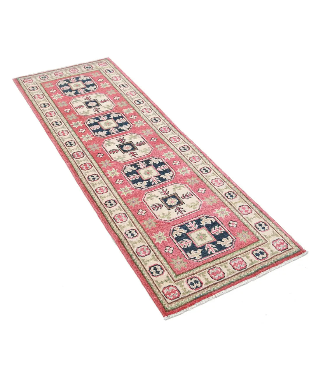 Hand Knotted Tribal Kazak Wool Rug - 2'0'' x 5'9''