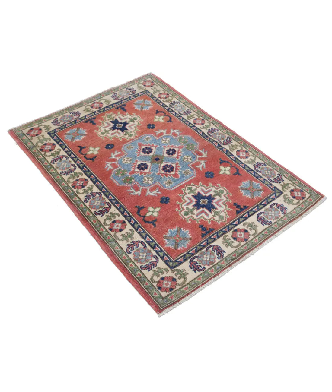 Hand Knotted Tribal Kazak Wool Rug - 2'10'' x 4'0''