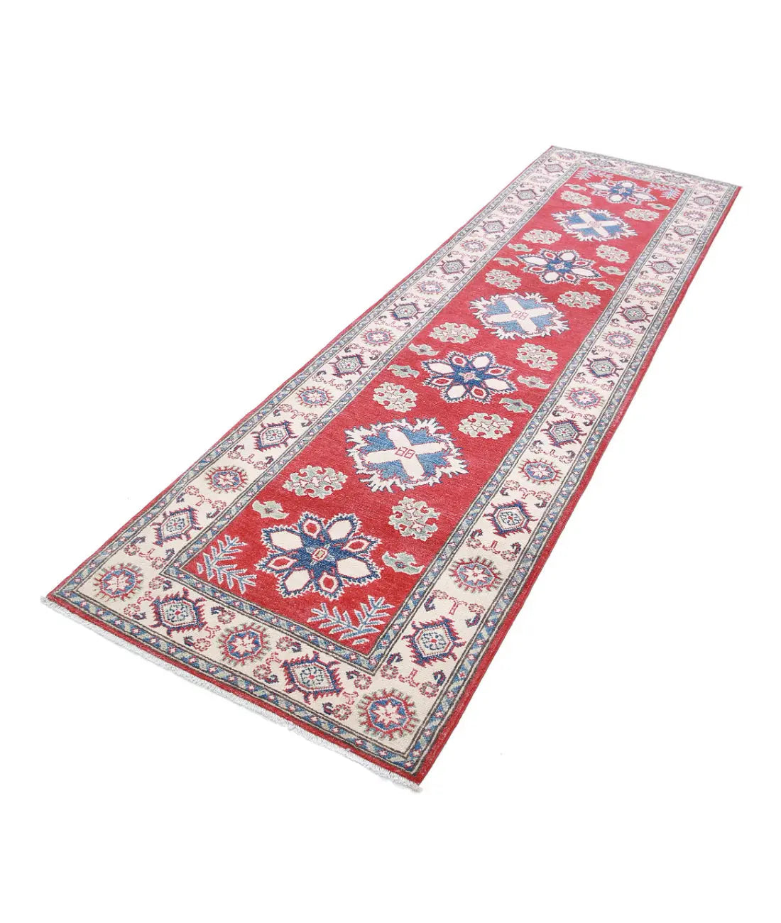 Hand Knotted Tribal Kazak Wool Rug - 2'10'' x 9'9''