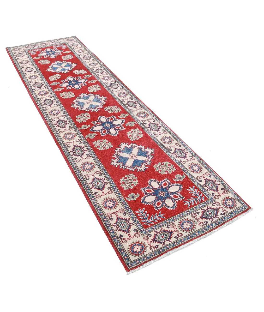 Hand Knotted Tribal Kazak Wool Rug - 2'10'' x 9'9''