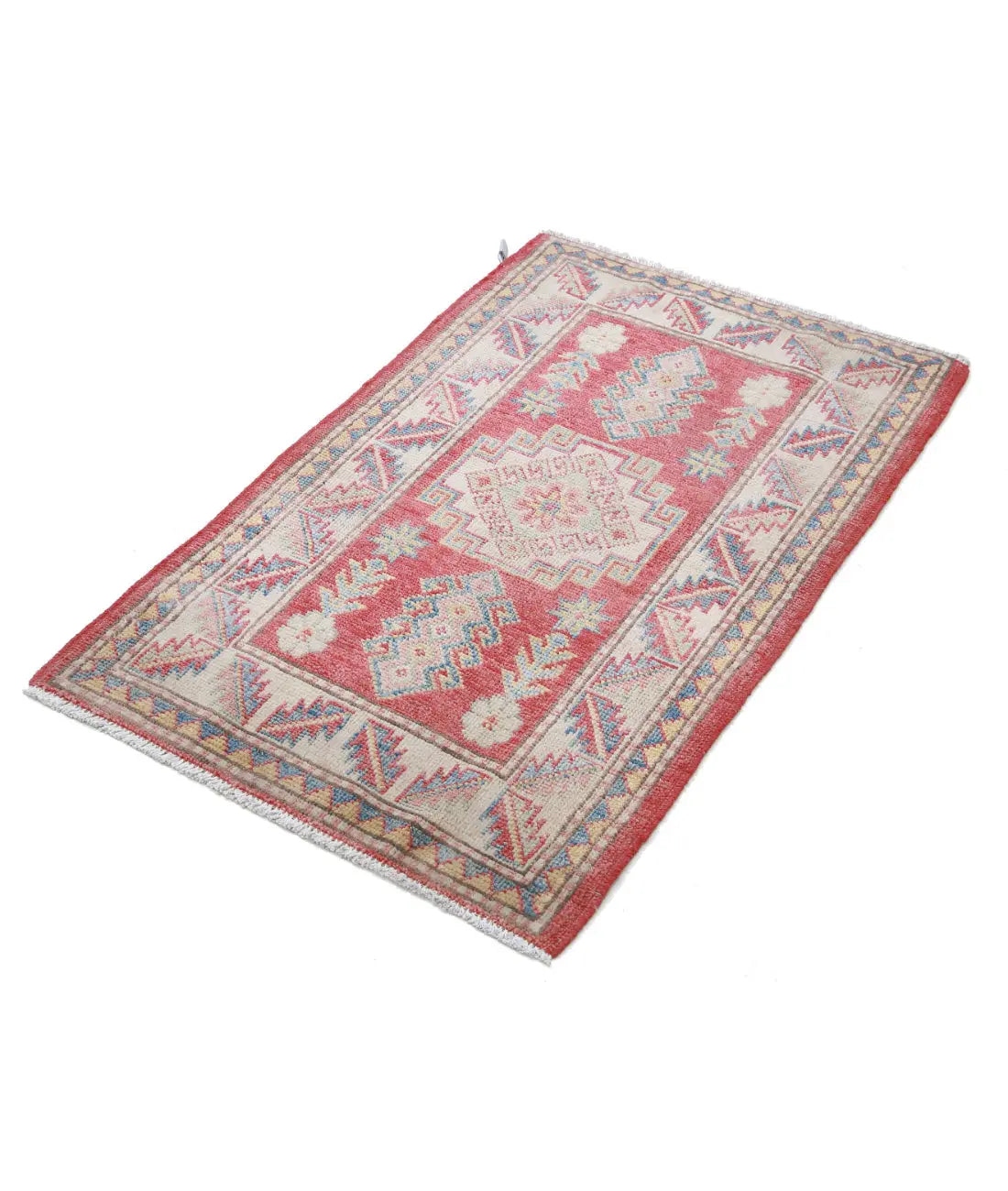 Hand Knotted Tribal Kazak Wool Rug - 2'2'' x 3'7''