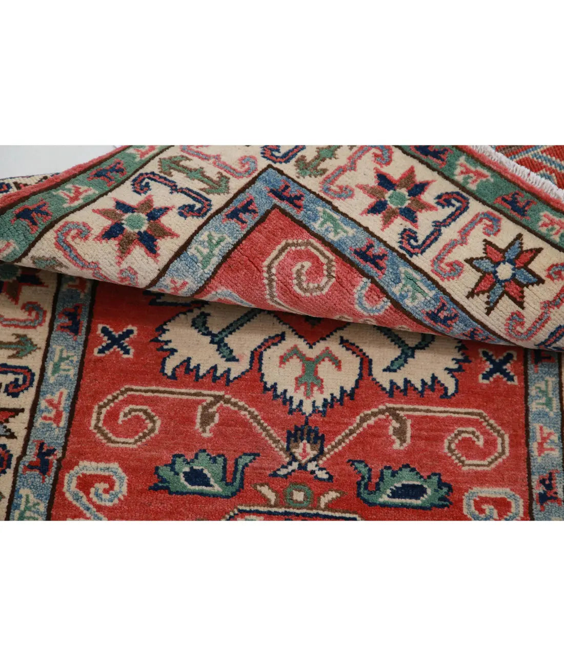 Hand Knotted Tribal Kazak Wool Rug - 2'7'' x 3'11''