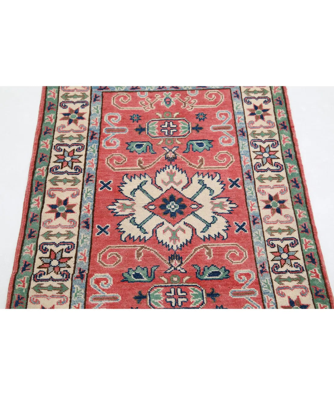 Hand Knotted Tribal Kazak Wool Rug - 2'7'' x 3'11''