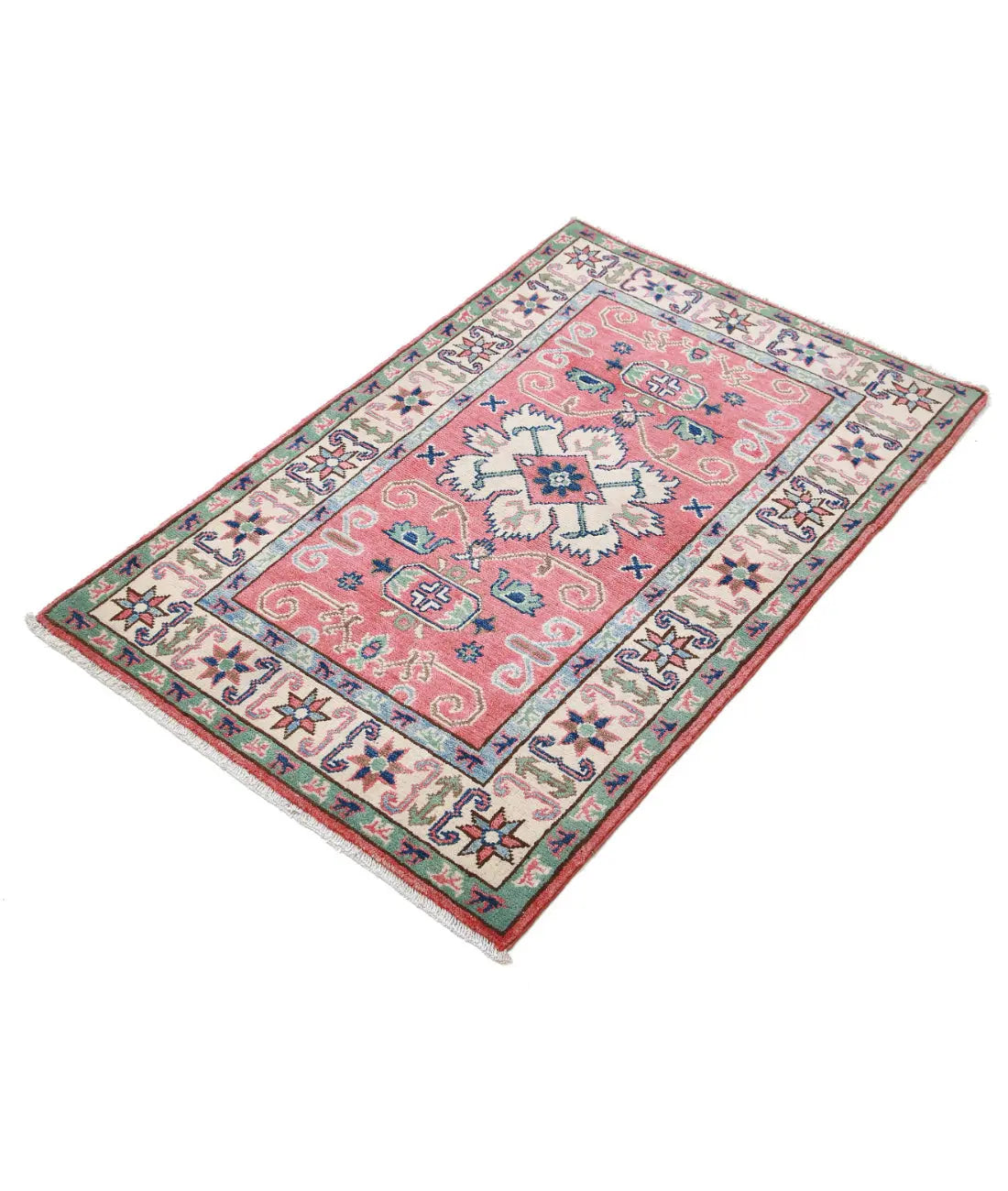 Hand Knotted Tribal Kazak Wool Rug - 2'7'' x 3'11''