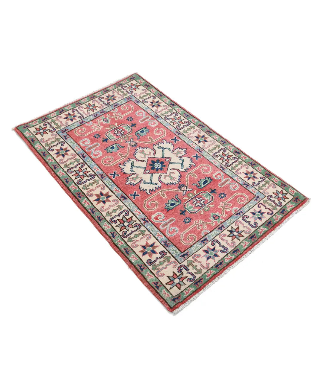 Hand Knotted Tribal Kazak Wool Rug - 2'7'' x 3'11''