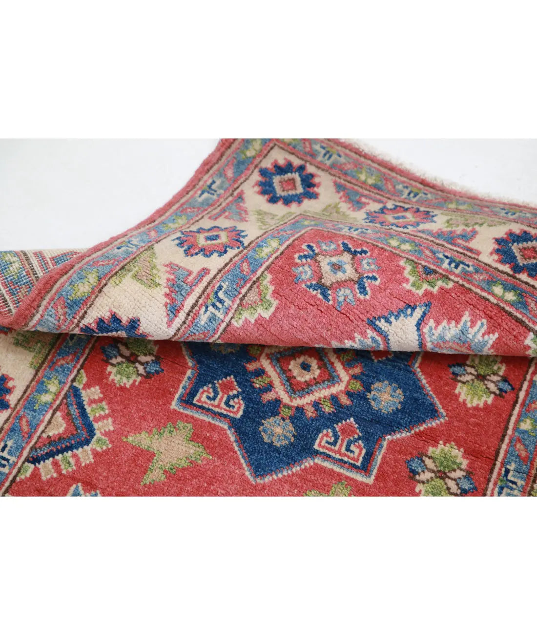 Hand Knotted Tribal Kazak Wool Rug - 2'7'' x 3'11''