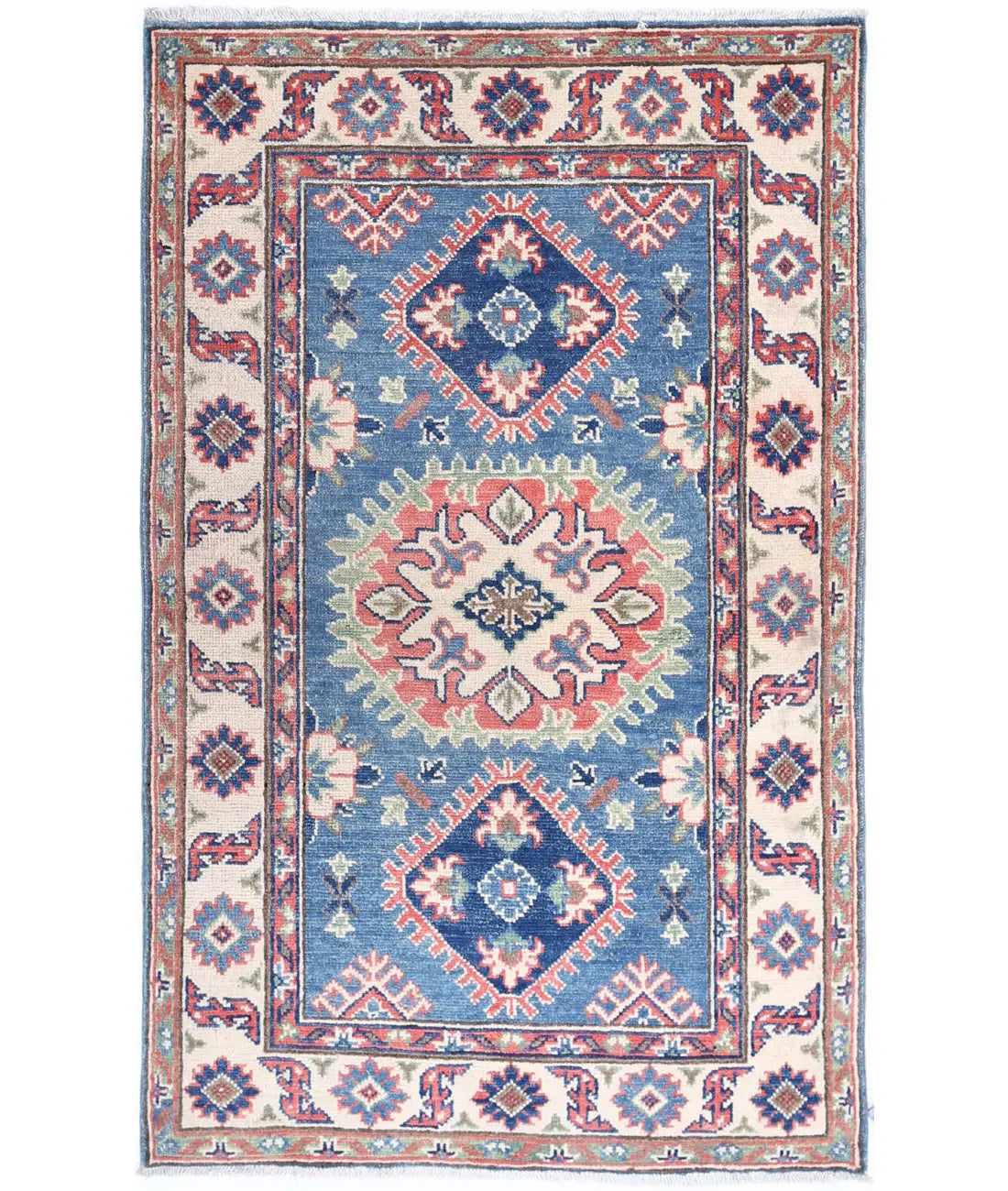 Hand Knotted Tribal Kazak Wool Rug - 2'7'' x 4'1''