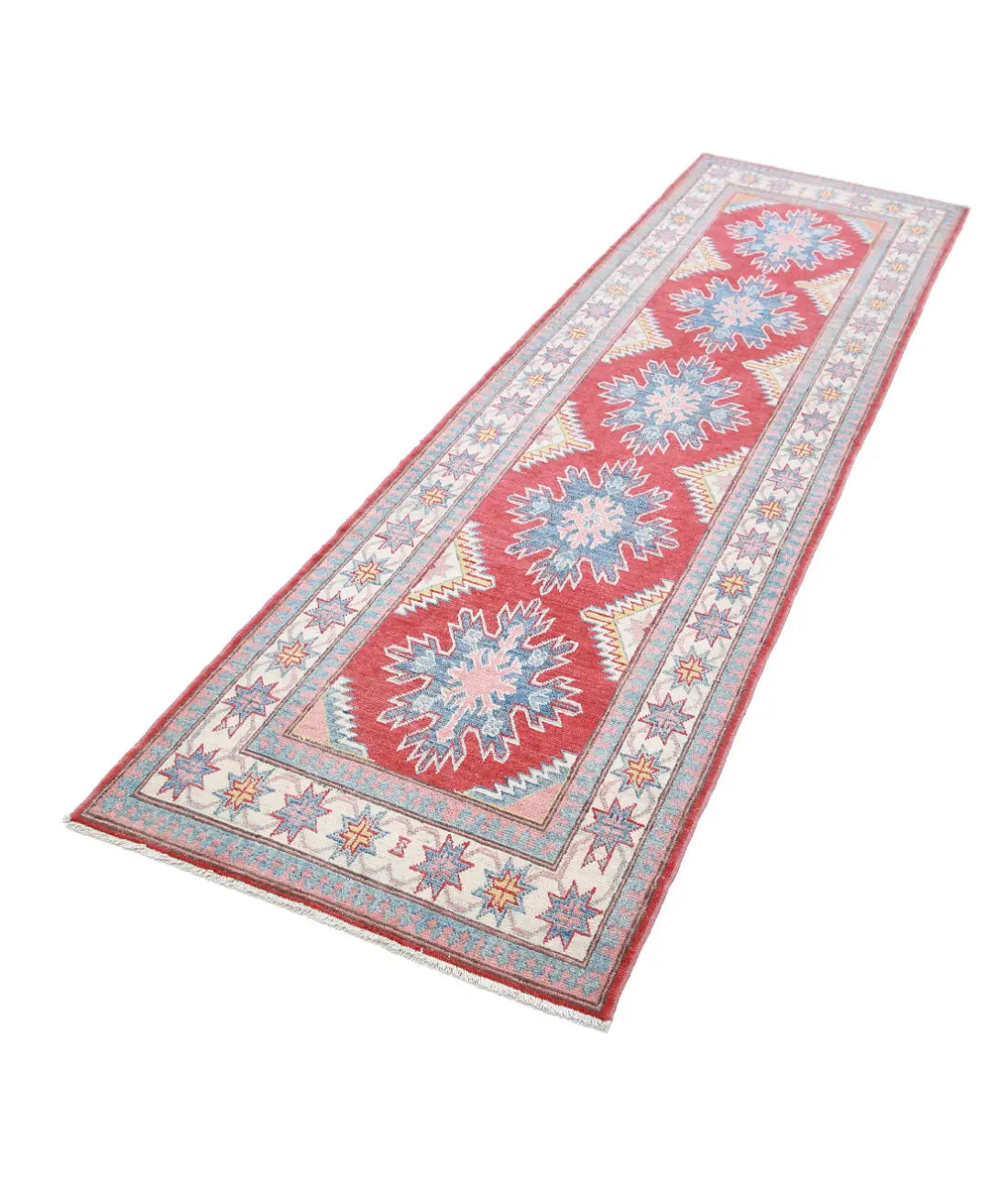 Hand Knotted Tribal Kazak Wool Rug - 2'7'' x 9'2''