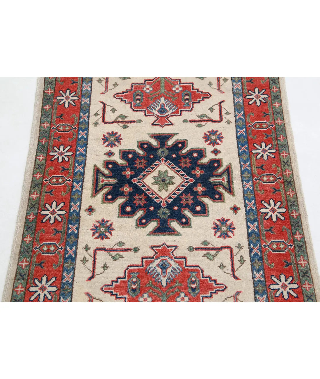 Hand Knotted Tribal Kazak Wool Rug - 2'8'' x 3'11''