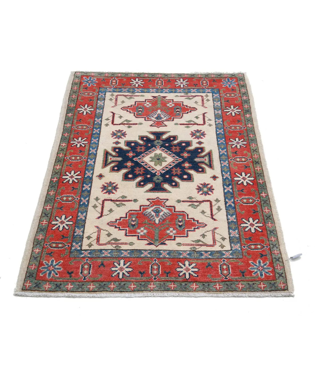 Hand Knotted Tribal Kazak Wool Rug - 2'8'' x 3'11''