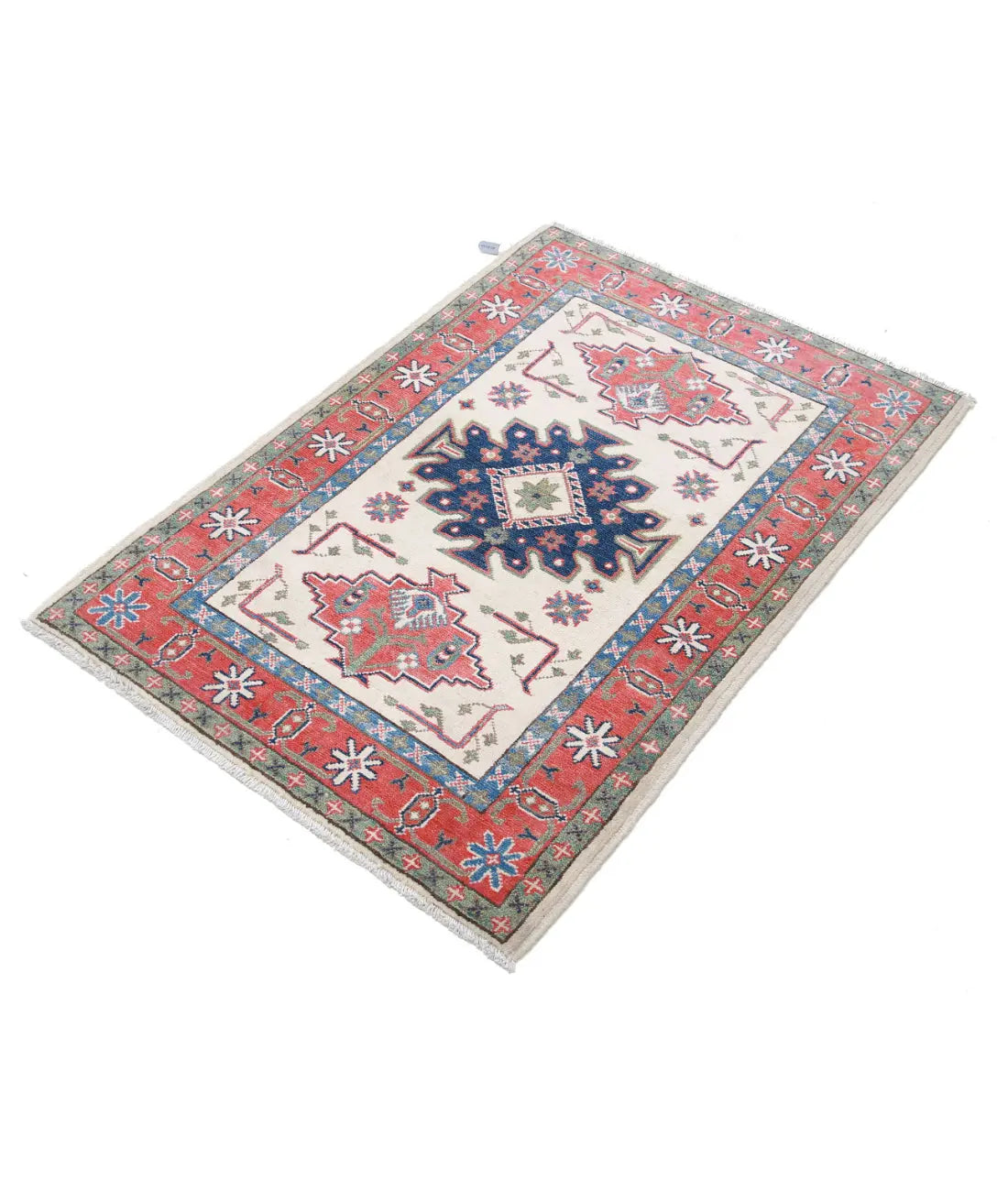 Hand Knotted Tribal Kazak Wool Rug - 2'8'' x 3'11''