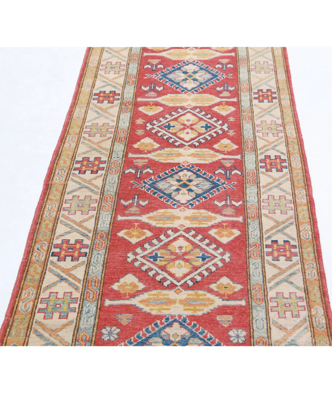 Hand Knotted Tribal Kazak Wool Rug - 2'8'' x 8'10''