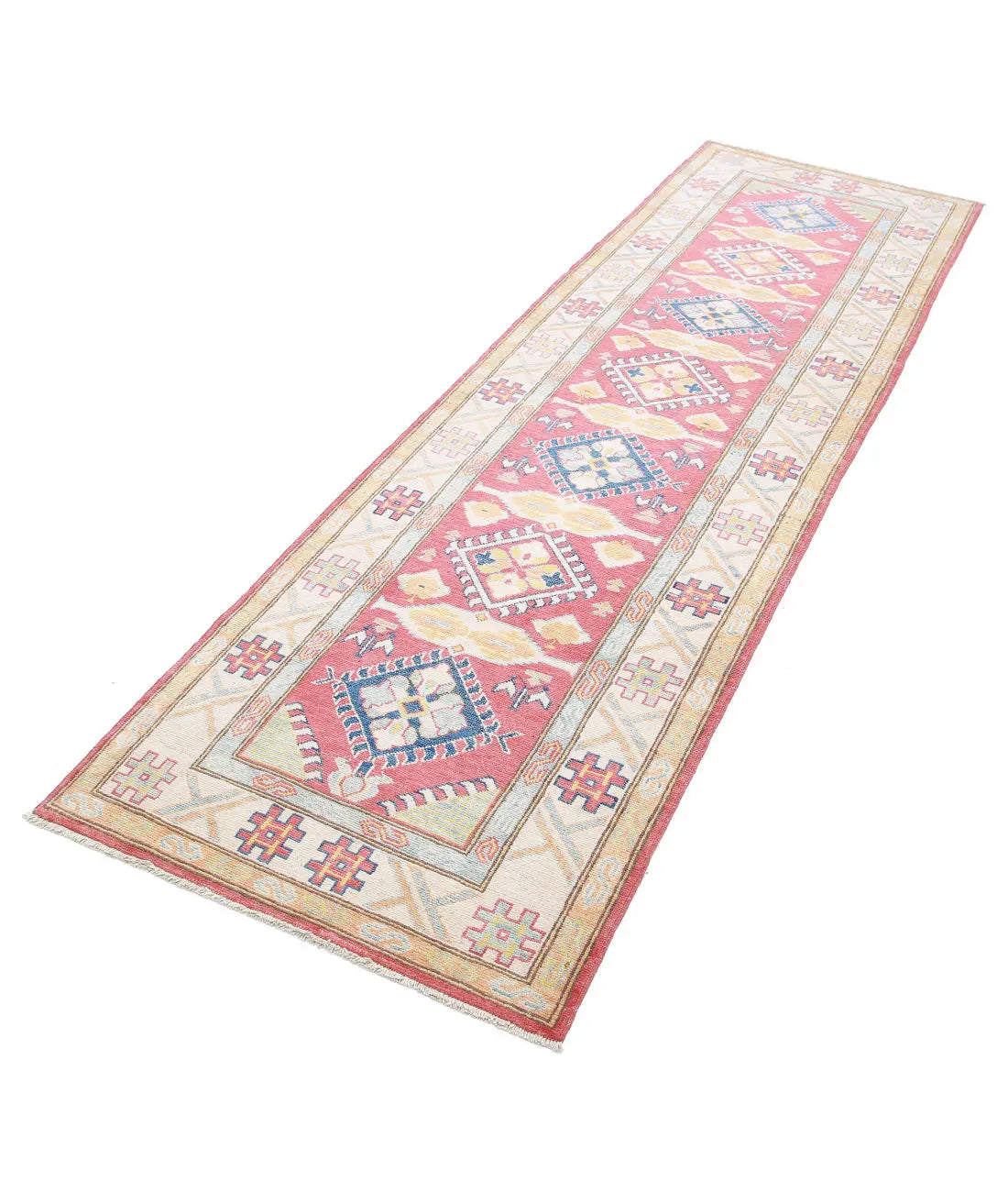 Hand Knotted Tribal Kazak Wool Rug - 2'8'' x 8'10''