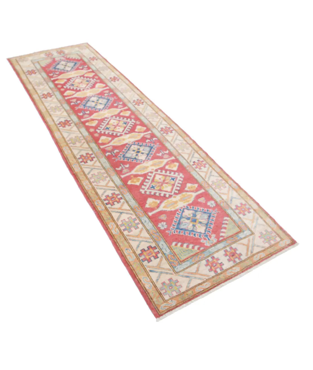 Hand Knotted Tribal Kazak Wool Rug - 2'8'' x 8'10''