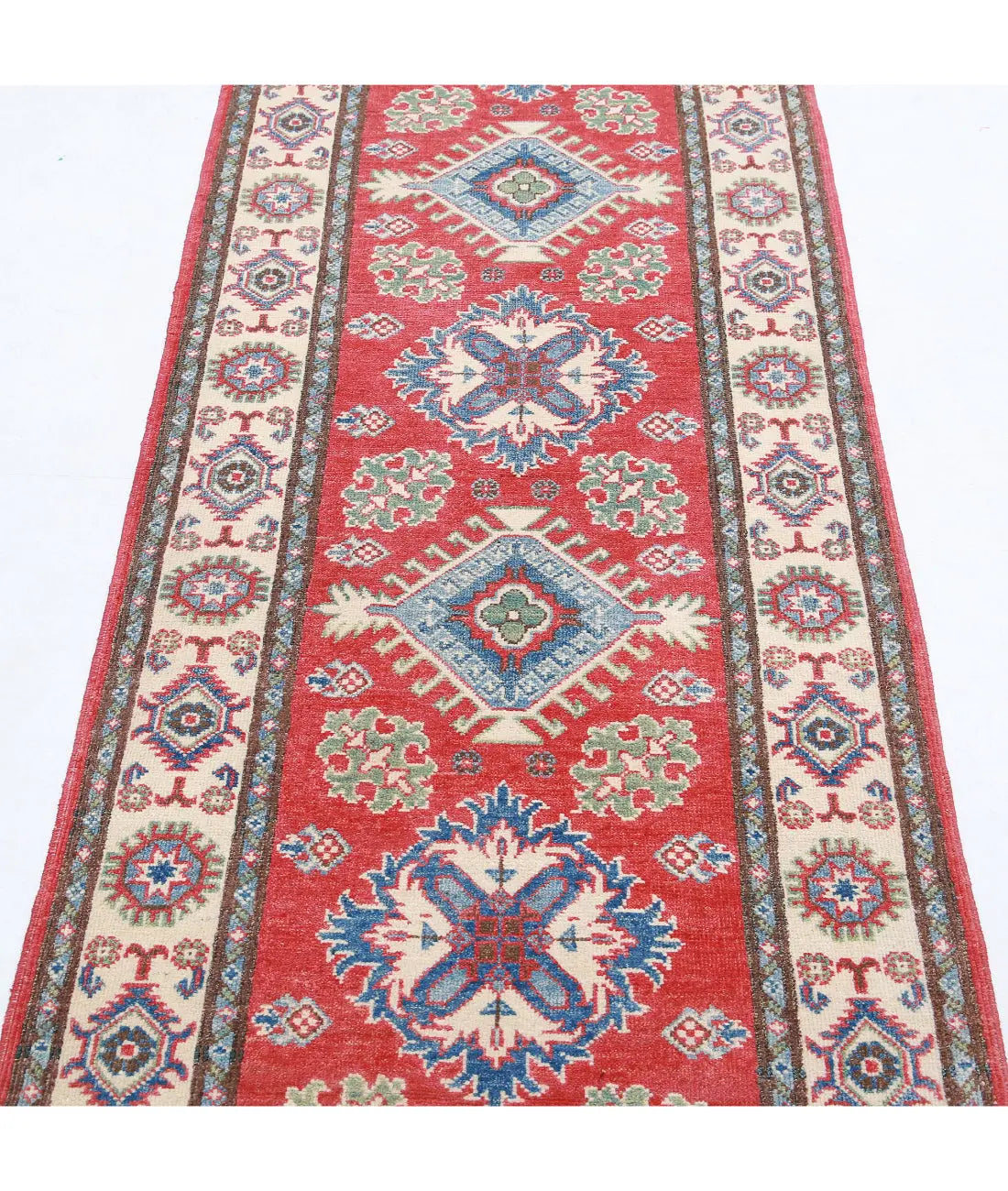 Hand Knotted Tribal Kazak Wool Rug - 2'8'' x 9'10''