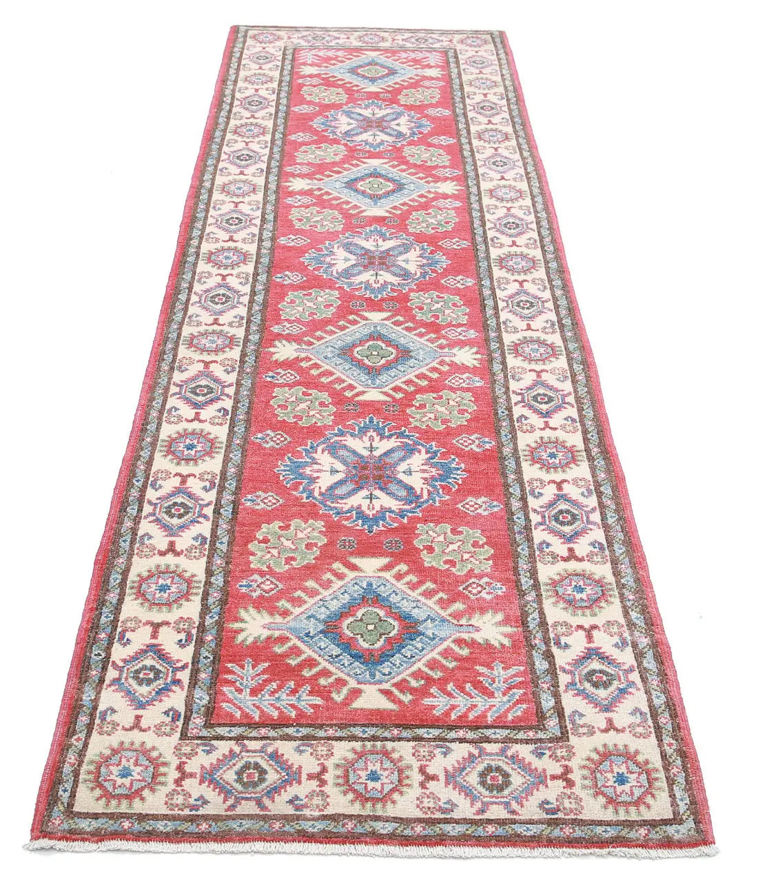 Hand Knotted Tribal Kazak Wool Rug - 2'8'' x 9'10''