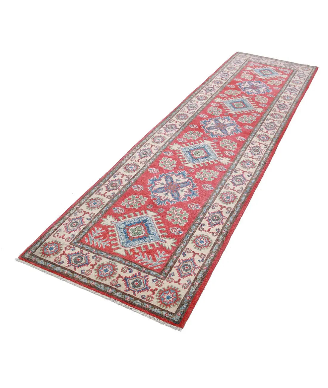 Hand Knotted Tribal Kazak Wool Rug - 2'8'' x 9'10''