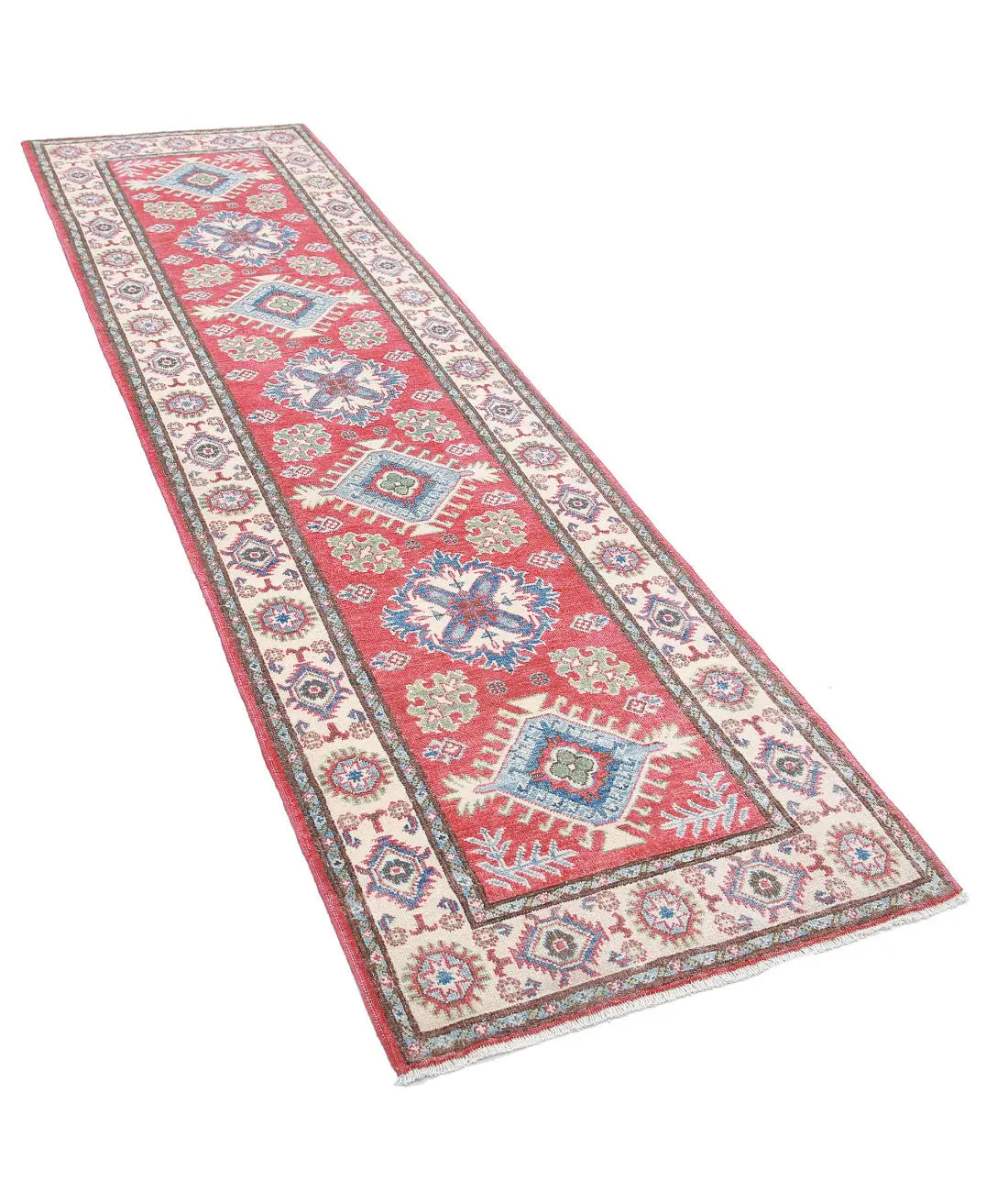 Hand Knotted Tribal Kazak Wool Rug - 2'8'' x 9'10''