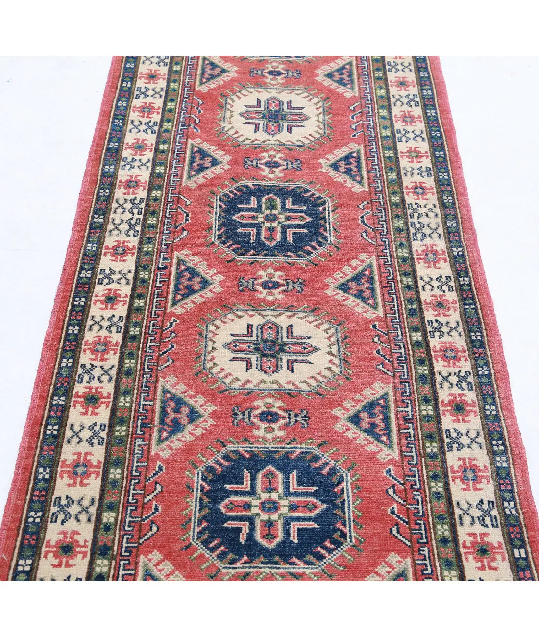 Hand Knotted Tribal Kazak Wool Rug - 2'8'' x 9'5''