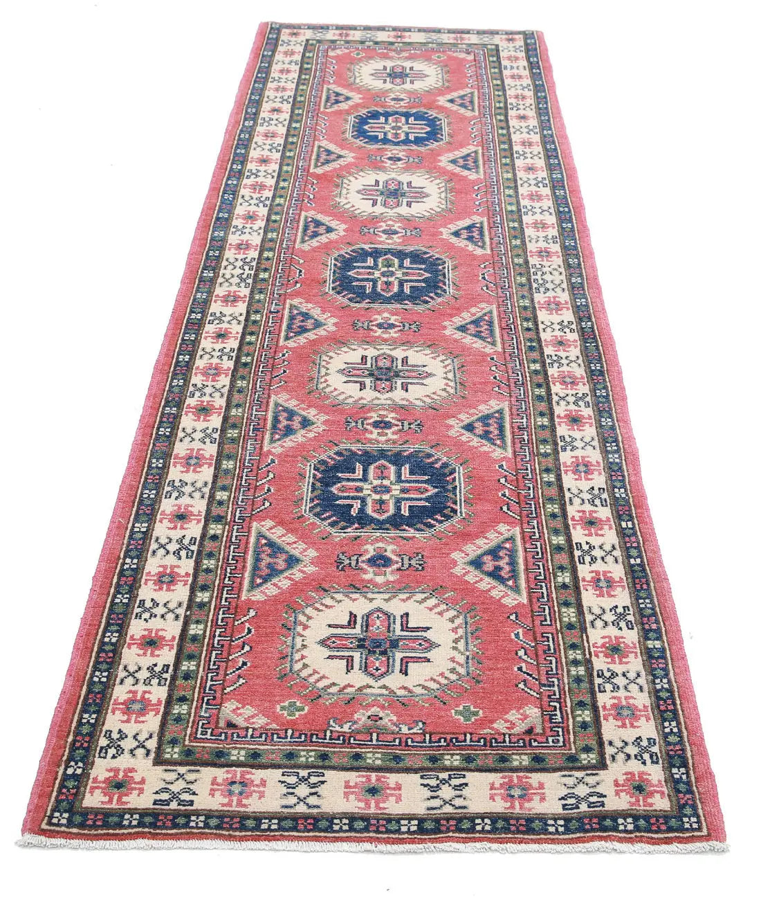 Hand Knotted Tribal Kazak Wool Rug - 2'8'' x 9'5''