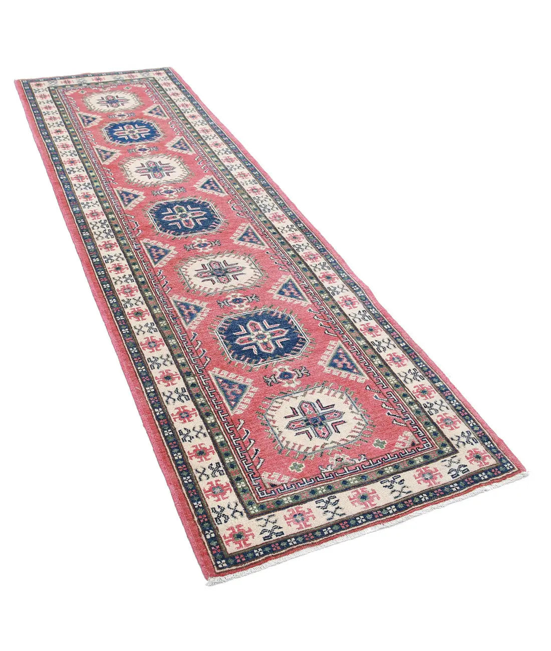 Hand Knotted Tribal Kazak Wool Rug - 2'8'' x 9'5''