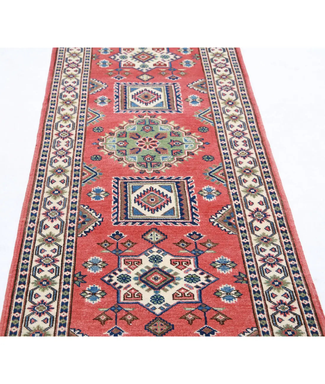 Hand Knotted Tribal Kazak Wool Rug - 2'8'' x 9'6''