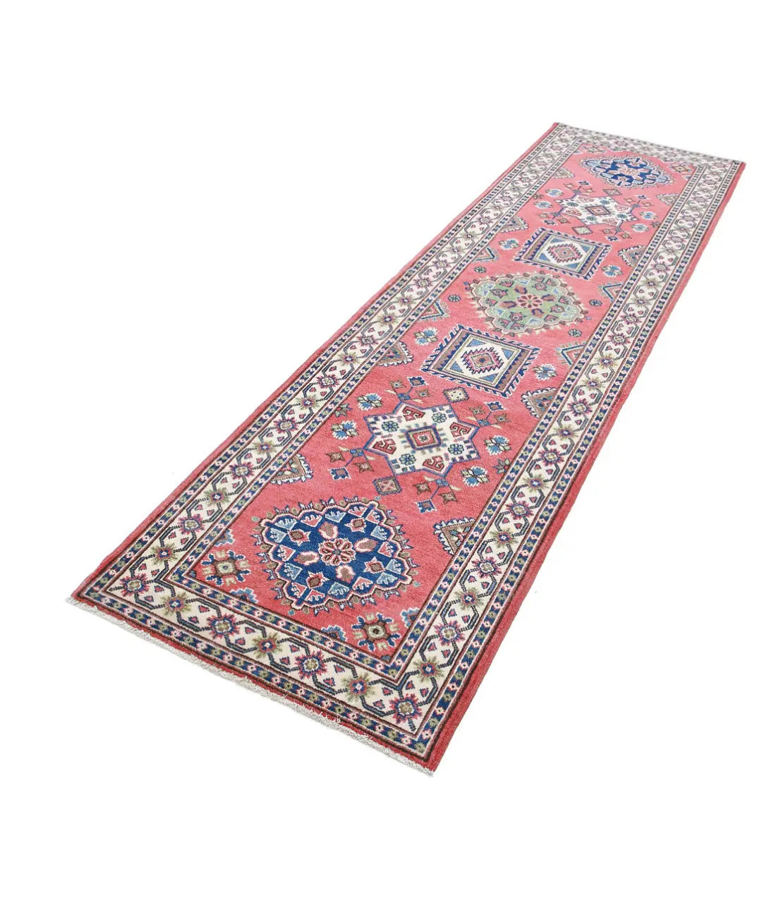 Hand Knotted Tribal Kazak Wool Rug - 2'8'' x 9'6''