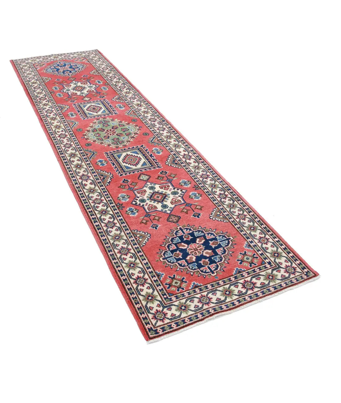 Hand Knotted Tribal Kazak Wool Rug - 2'8'' x 9'6''