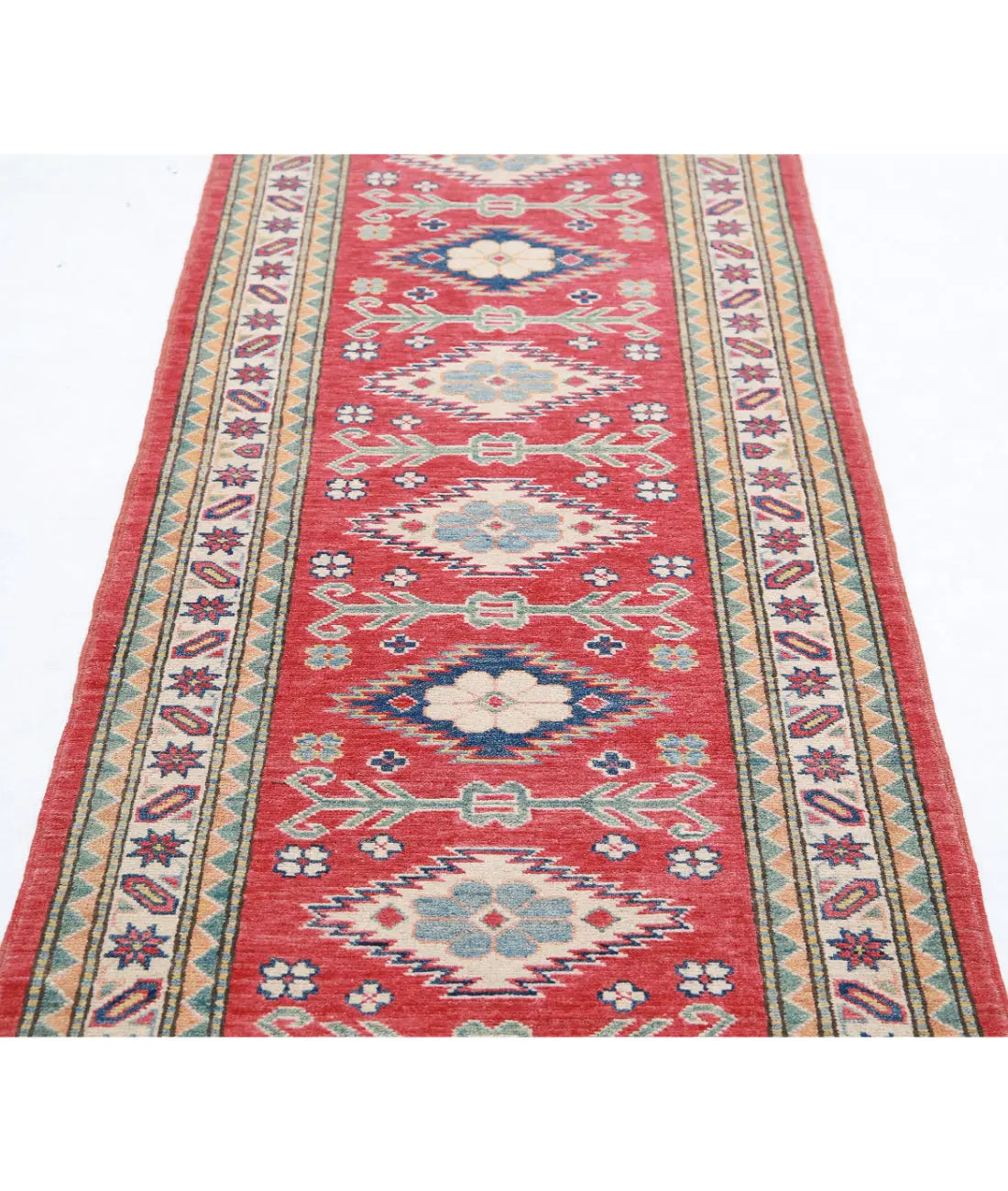 Hand Knotted Tribal Kazak Wool Rug - 2'8'' x 9'6''