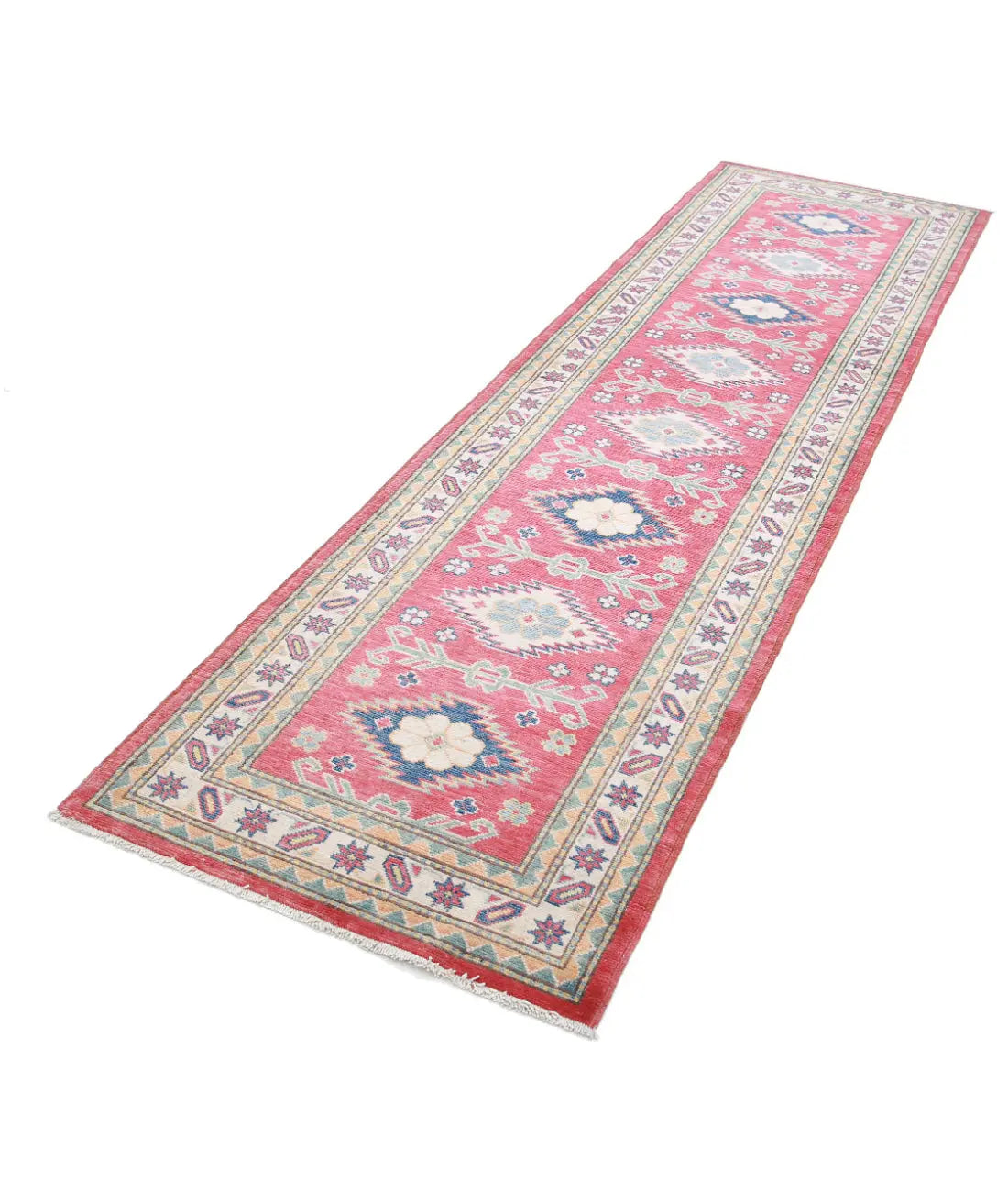 Hand Knotted Tribal Kazak Wool Rug - 2'8'' x 9'6''