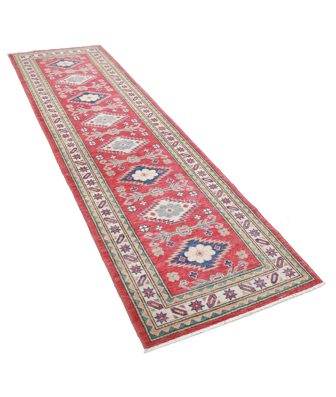 Hand Knotted Tribal Kazak Wool Rug - 2'8'' x 9'6''